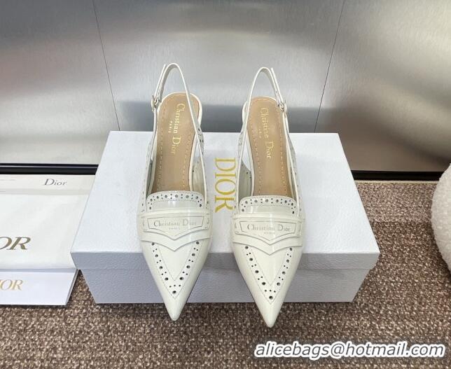 Cheap Price Dior Boy Slingback Pumps 8cm in Perforated Calfskin White 814055