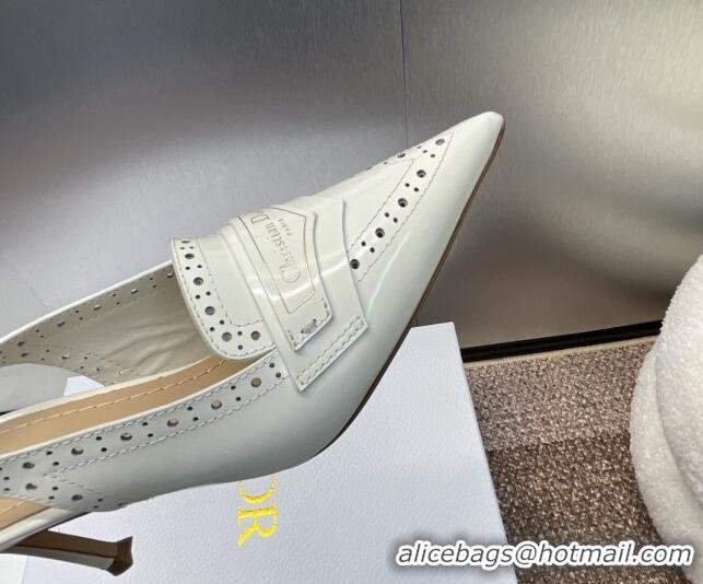 Cheap Price Dior Boy Slingback Pumps 8cm in Perforated Calfskin White 814055