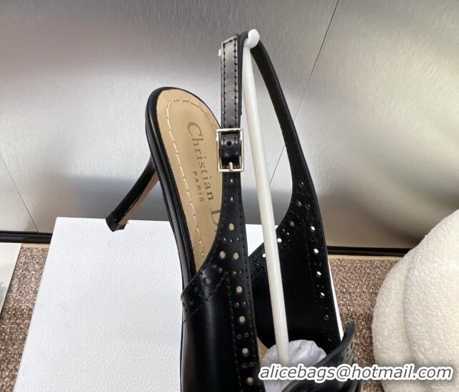 Duplicate Dior Boy Slingback Pumps 8cm in Perforated Calfskin Black 0814056