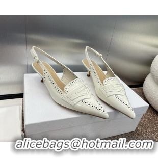 Durable Dior Boy Slingback Pumps 4cm in Perforated Calfskin White 814057