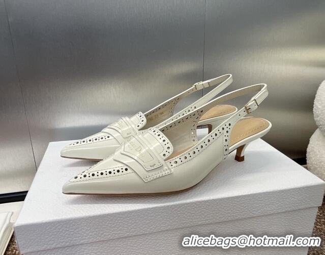 Durable Dior Boy Slingback Pumps 4cm in Perforated Calfskin White 814057