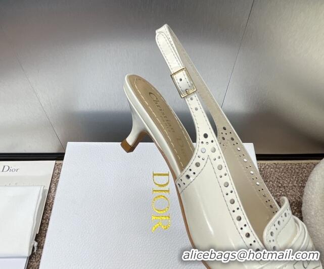 Durable Dior Boy Slingback Pumps 4cm in Perforated Calfskin White 814057