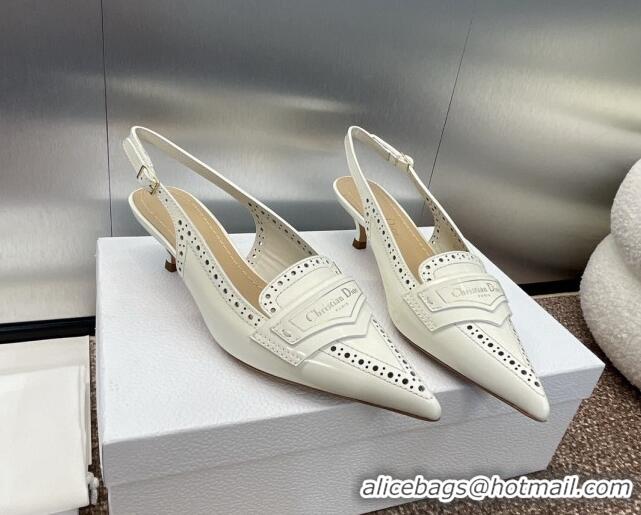 Durable Dior Boy Slingback Pumps 4cm in Perforated Calfskin White 814057