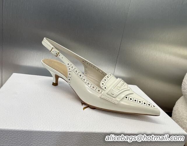 Durable Dior Boy Slingback Pumps 4cm in Perforated Calfskin White 814057