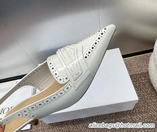 Durable Dior Boy Slingback Pumps 4cm in Perforated Calfskin White 814057