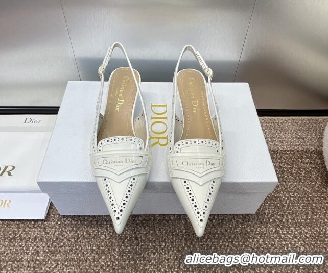 Durable Dior Boy Slingback Pumps 4cm in Perforated Calfskin White 814057