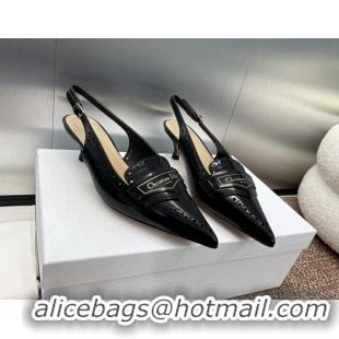 Buy Luxury Dior Boy Slingback Pumps 4cm in Perforated Calfskin Black 814058