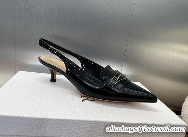 Buy Luxury Dior Boy Slingback Pumps 4cm in Perforated Calfskin Black 814058