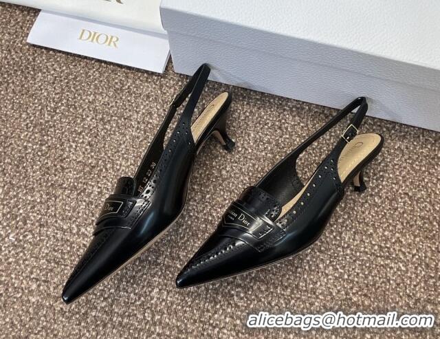 Buy Luxury Dior Boy Slingback Pumps 4cm in Perforated Calfskin Black 814058