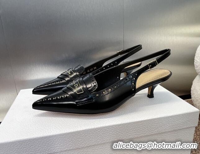 Buy Luxury Dior Boy Slingback Pumps 4cm in Perforated Calfskin Black 814058