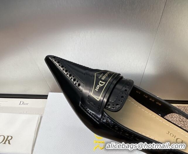 Buy Luxury Dior Boy Slingback Pumps 4cm in Perforated Calfskin Black 814058