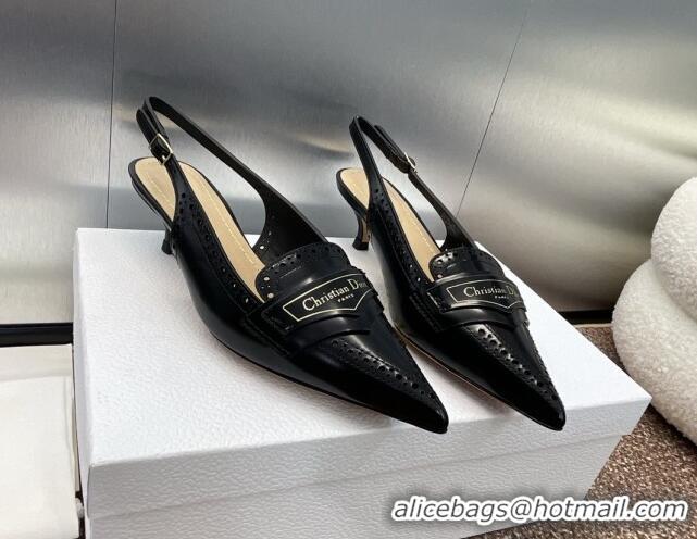 Buy Luxury Dior Boy Slingback Pumps 4cm in Perforated Calfskin Black 814058