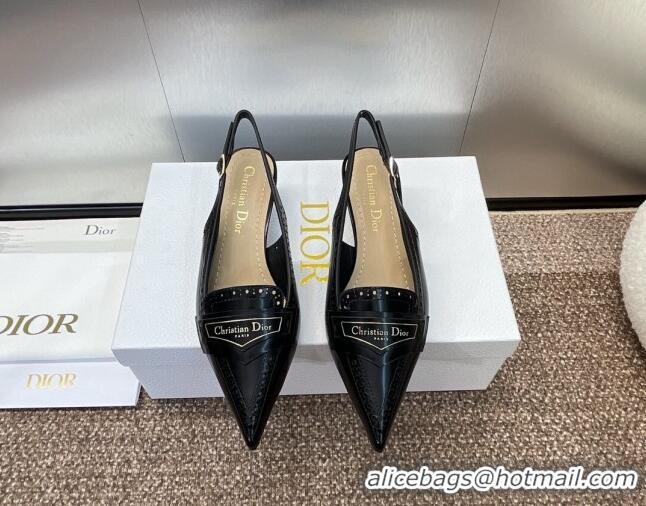 Buy Luxury Dior Boy Slingback Pumps 4cm in Perforated Calfskin Black 814058