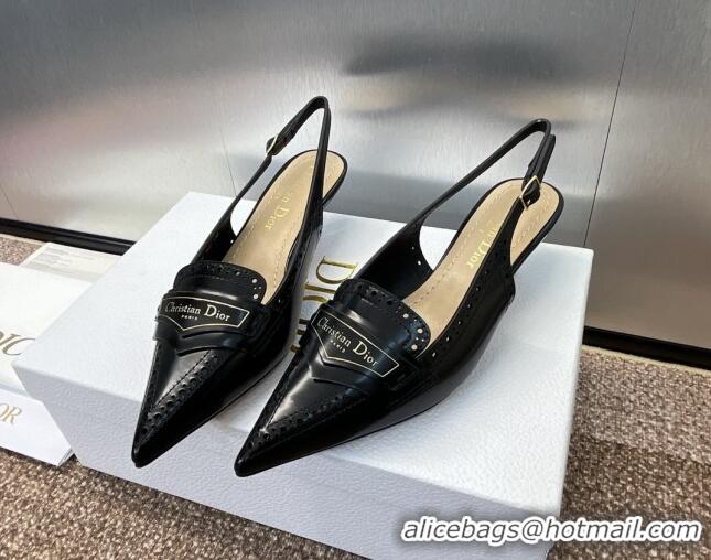 Buy Luxury Dior Boy Slingback Pumps 4cm in Perforated Calfskin Black 814058