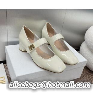 Low Price Dior Miss Dior Mary Janes Pump 3.5cm in Patent Calfskin White 904126