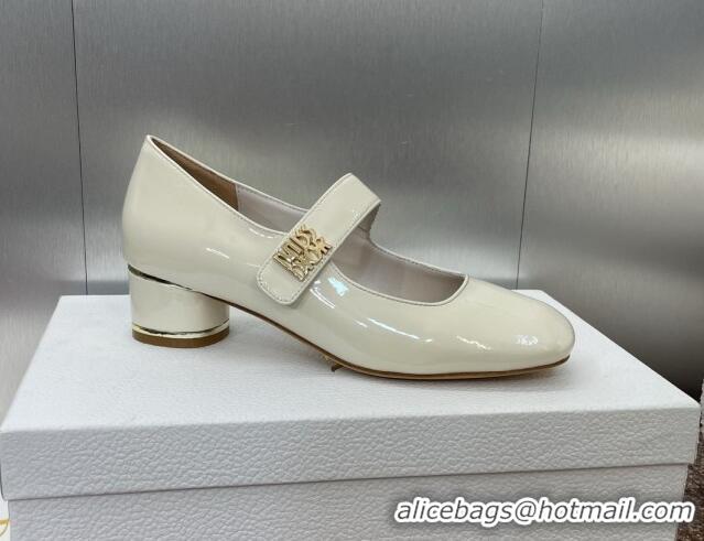 Low Price Dior Miss Dior Mary Janes Pump 3.5cm in Patent Calfskin White 904126