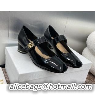 Good Quality Dior Miss Dior Mary Janes Pump 3.5cm in Patent Calfskin Black 904127