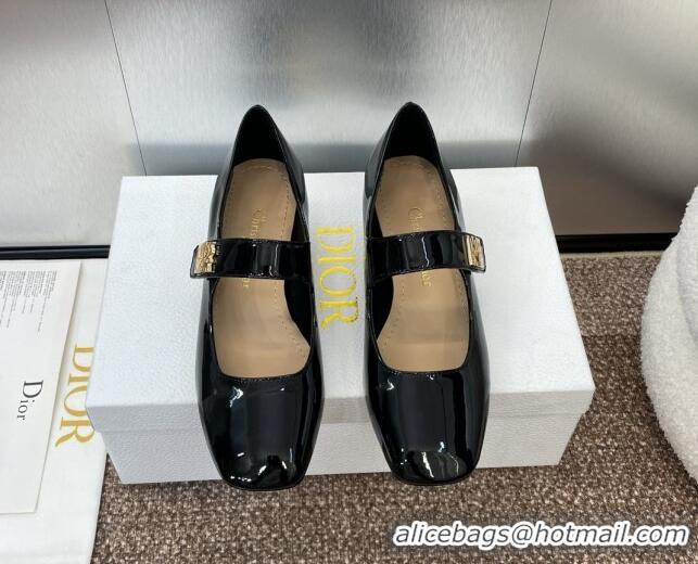 Good Quality Dior Miss Dior Mary Janes Pump 3.5cm in Patent Calfskin Black 904127