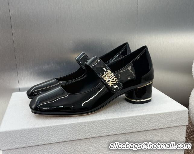 Good Quality Dior Miss Dior Mary Janes Pump 3.5cm in Patent Calfskin Black 904127