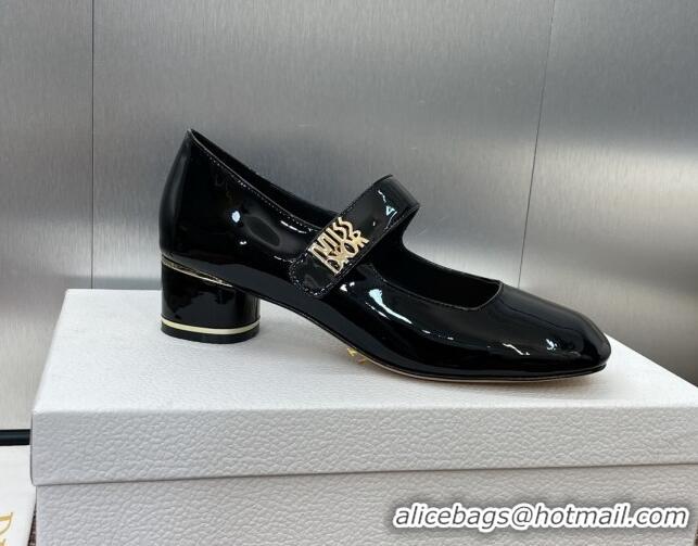 Good Quality Dior Miss Dior Mary Janes Pump 3.5cm in Patent Calfskin Black 904127