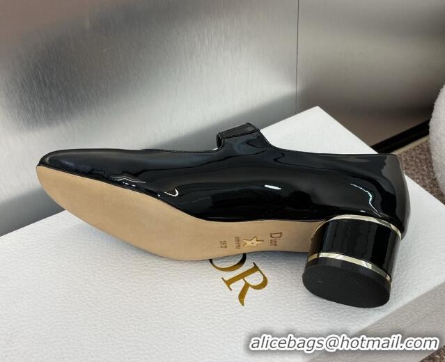 Good Quality Dior Miss Dior Mary Janes Pump 3.5cm in Patent Calfskin Black 904127