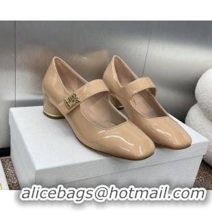 Top Grade Dior Miss Dior Mary Janes Pump 3.5cm in Patent Calfskin Beige 904128