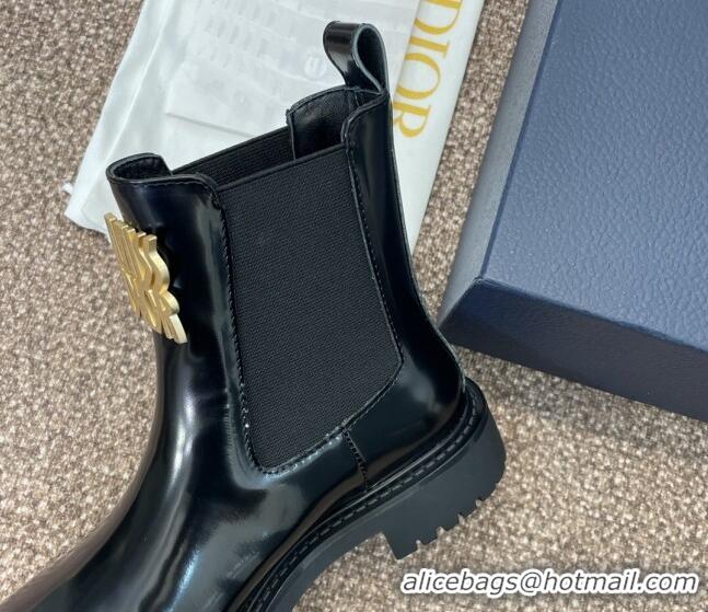 Good Product Dior Miss Dior Chelsea Ankle Boots in Shiny Leather Black 905005