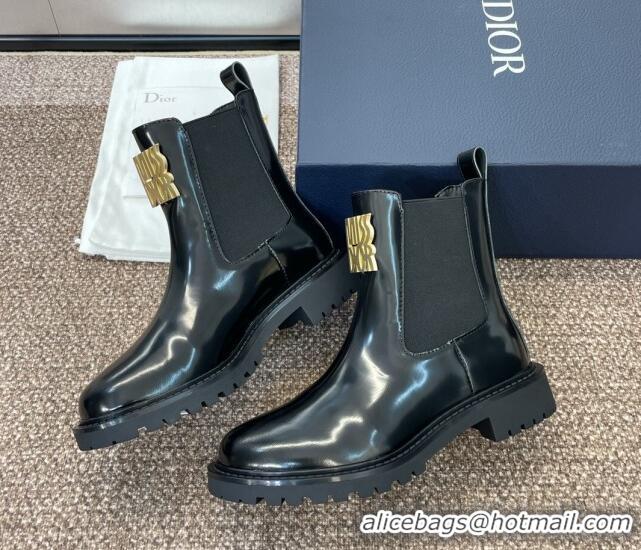 Good Product Dior Miss Dior Chelsea Ankle Boots in Shiny Leather Black 905005