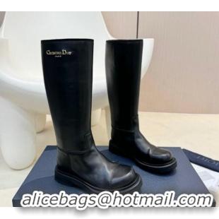 Best Price Dior Diorebel High Boots 4cm in Black Calfskin Leather 905006