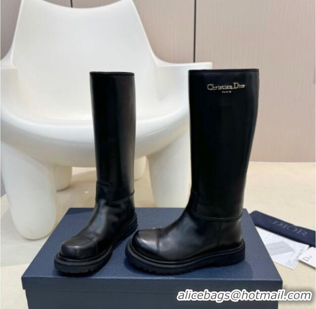 Best Price Dior Diorebel High Boots 4cm in Black Calfskin Leather 905006