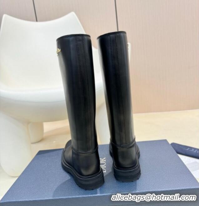 Best Price Dior Diorebel High Boots 4cm in Black Calfskin Leather 905006