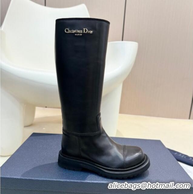 Best Price Dior Diorebel High Boots 4cm in Black Calfskin Leather 905006