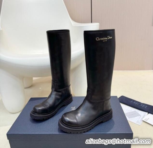 Best Price Dior Diorebel High Boots 4cm in Black Calfskin Leather 905006