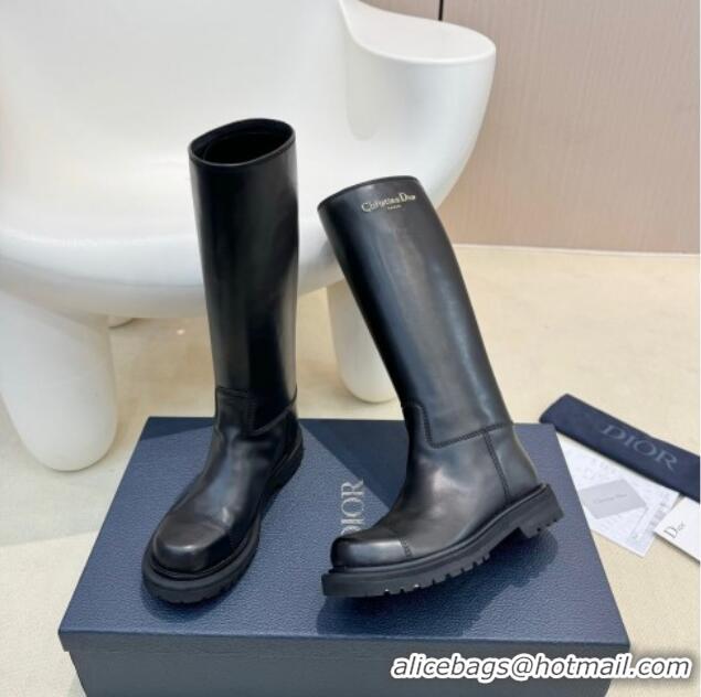 Best Price Dior Diorebel High Boots 4cm in Black Calfskin Leather 905006