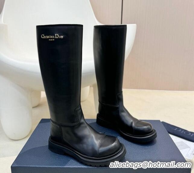 Best Price Dior Diorebel High Boots 4cm in Black Calfskin Leather 905006