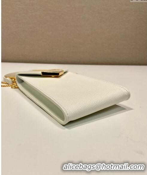 Luxury Cheap Prada Saffiano leather mini-bag 1BP050 White 2023