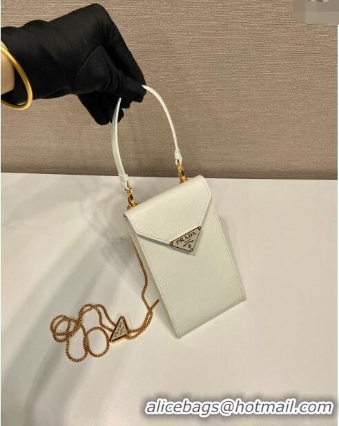 Luxury Cheap Prada Saffiano leather mini-bag 1BP050 White 2023