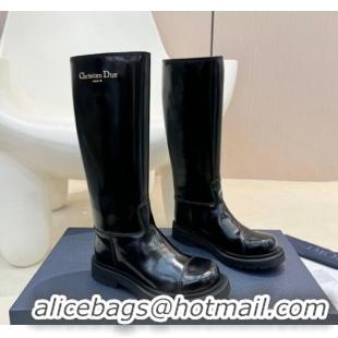 Popular Style Dior Diorebel High Boots 4cm in Black Brushed Calfskin 905008