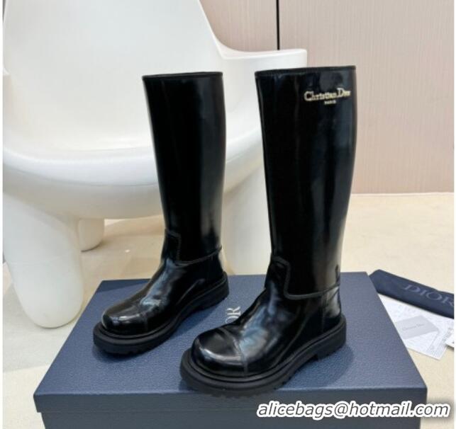 Popular Style Dior Diorebel High Boots 4cm in Black Brushed Calfskin 905008