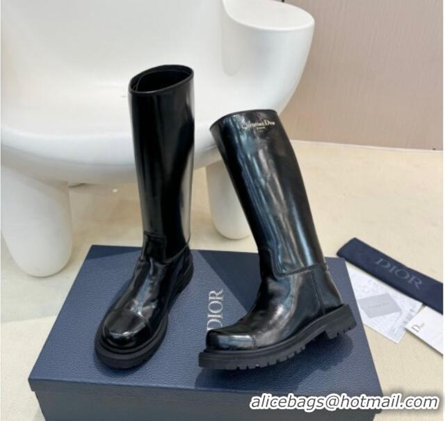 Popular Style Dior Diorebel High Boots 4cm in Black Brushed Calfskin 905008