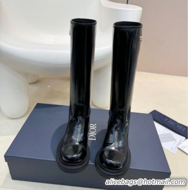 Popular Style Dior Diorebel High Boots 4cm in Black Brushed Calfskin 905008