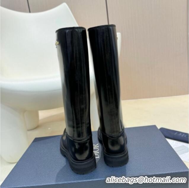 Popular Style Dior Diorebel High Boots 4cm in Black Brushed Calfskin 905008