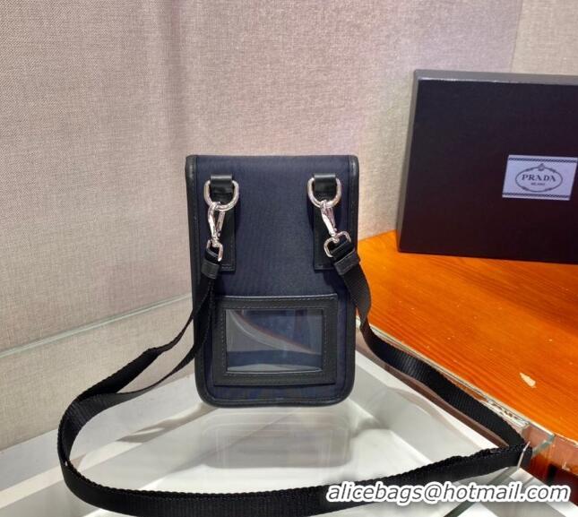 Pretty Style Prada Re-Nylon and Saffiano Leather Smartphone Case 2ZH109 Navy Blue 2023