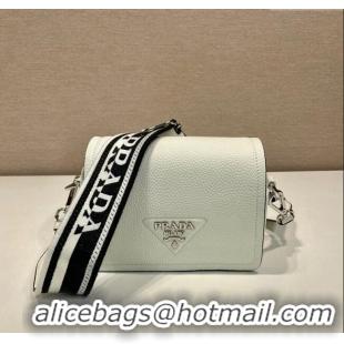 Top Grade Prada Leather shoulder bag 1BD332 White 2023