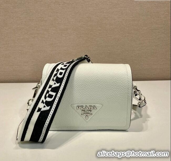 Top Grade Prada Leather shoulder bag 1BD332 White 2023