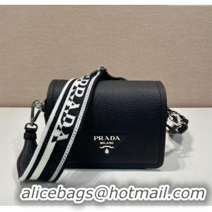 Buy New Cheap Prada Leather shoulder bag 1BD332 Black 2023