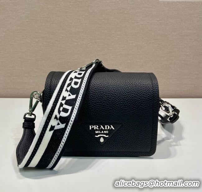 Buy New Cheap Prada Leather shoulder bag 1BD332 Black 2023