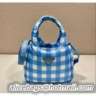 Pretty Style Prada Check Fabric Mini bag 1BG359 Blue 2023