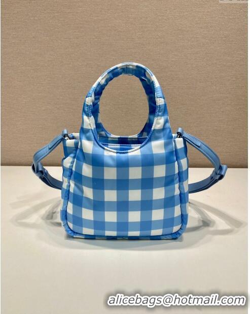 Pretty Style Prada Check Fabric Mini bag 1BG359 Blue 2023