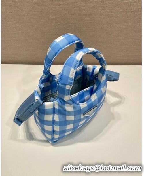 Pretty Style Prada Check Fabric Mini bag 1BG359 Blue 2023